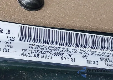 2000 Jeep Wrangler Sport z USA, uszkodzony, nr VIN 1J4FA49S7YP760846